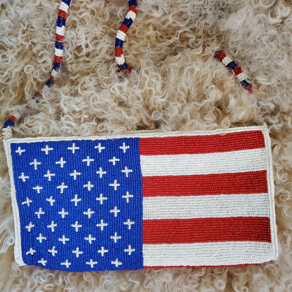 American Flag Beaded Purse